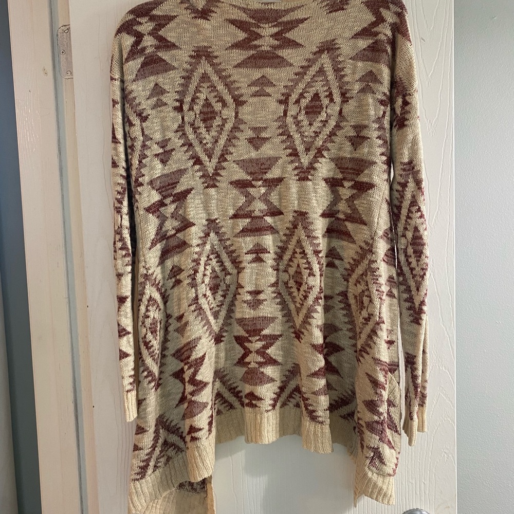 Pink and tan sweater cardigan size medium